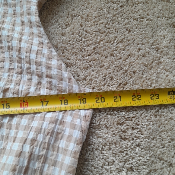 Maeve Anthropologie crop top sleeveless beige check women's M - Picture 8 of 9